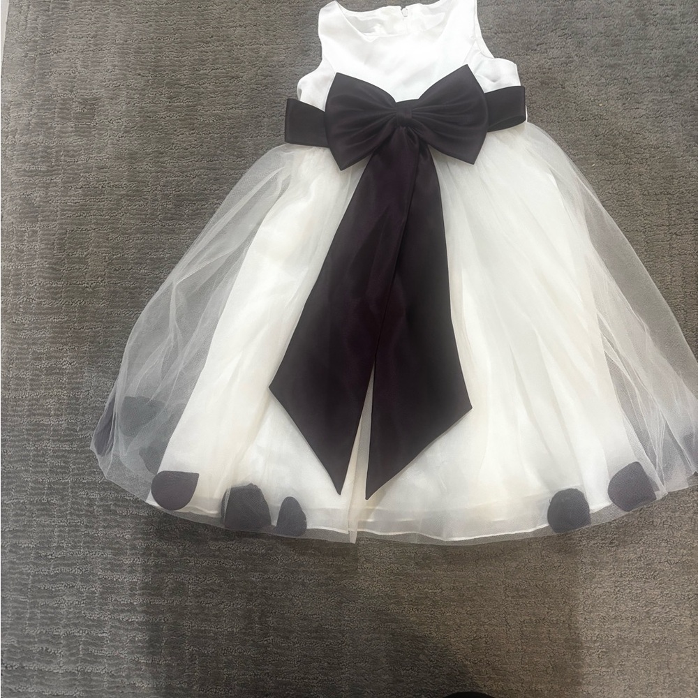 David's Bridal White and Black Kids Formal Dress
